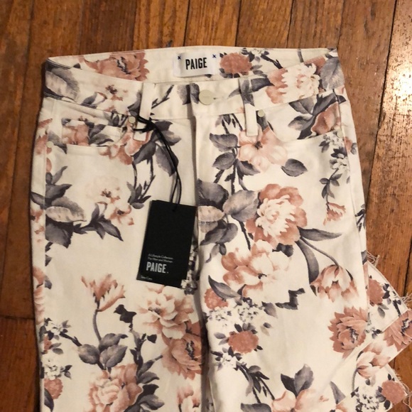 {PAIGE} Colette Crop Floral Jeans w Raw Edge Hem - Picture 11 of 13